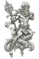 Poseidon holding a trident tattoo design idea