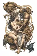 Hephaestus witnesses Aphrodite's betrayal tattoo design idea