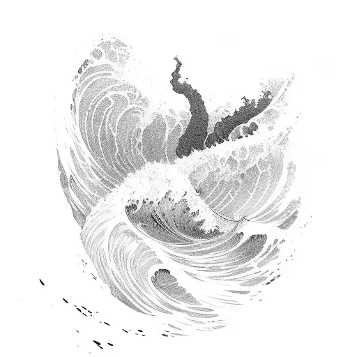 Ocean Wave and maternity tattoo design idea