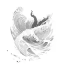 Ocean Wave and maternity tattoo design idea