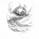 Ocean Wave and maternity tattoo design idea