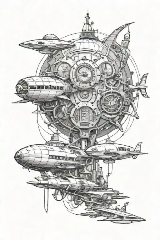 science fiction with war of the world's, the time machine, 20,000 leagues under the sea. tattoo design idea