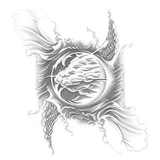 A fiery volcano erupting with the Napoli Calcio logo on top tattoo design idea