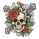 dog skull and bones tattoo design idea