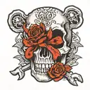 dog skull and bones tattoo design idea