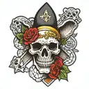 dog skull and bones tattoo design idea