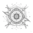 A mandala-inspired design incorporating kitesurfing elements, representing the harmony between spirituality and the exhilaration of kitesurfing tattoo design idea