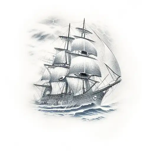 storm ship eye tattoo design idea