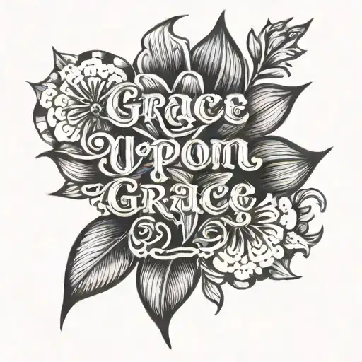 Grace upon grace written and flower next to it  tattoo design idea