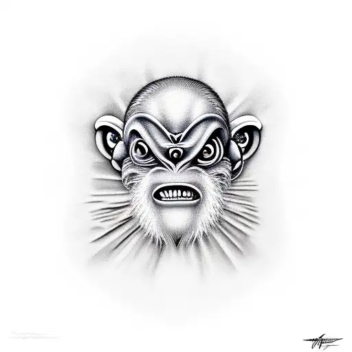 alien monkey with a guitar tattoo design idea