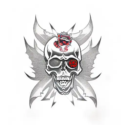 Skull and devil fighting Jiu-Jitsu  tattoo design idea