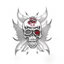 Skull and devil fighting Jiu-Jitsu  tattoo design idea