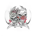 Skull and devil fighting Jiu-Jitsu  tattoo design idea
