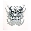 Skull and devil fighting Jiu-Jitsu  tattoo design idea