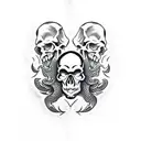 Skull and devil fighting Jiu-Jitsu  tattoo design idea