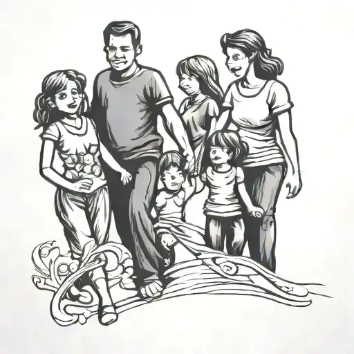 family holding hands tattoo design idea
