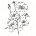 can you design a small fine line tattoo of carrion flowers all bunched up together without the stem, make it look like i tattoo design idea