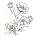 can you design a small fine line tattoo of carrion flowers all bunched up together without the stem, make it look like i tattoo design idea