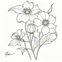 can you design a small fine line tattoo of carrion flowers all bunched up together without the stem, make it look like i tattoo design idea