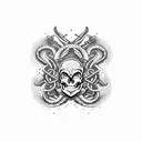 Skull and snake tattoo design idea