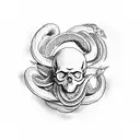 Skull and snake tattoo design idea