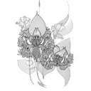 art Nouveau floral lupine and viola flowers tattoo design idea