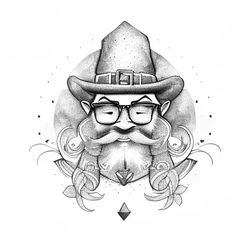 hipster leprechaun  tattoo design idea