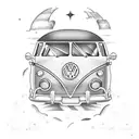 vw bus lighthouse ocean mountain book tattoo design idea