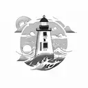 vw bus lighthouse ocean mountain book tattoo design idea