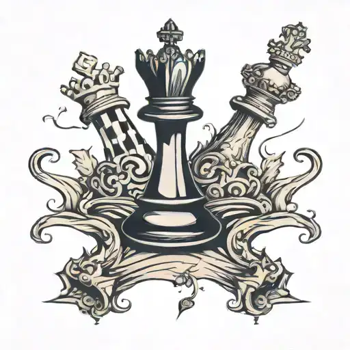 Its image is a pawn but his shadow is a king chess piece tattoo design idea
