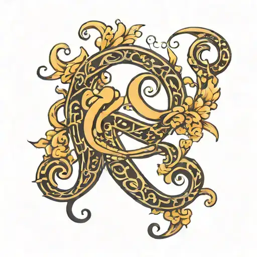 s and z letters cursive clung together  tattoo design idea