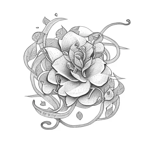 Jasmine flowers with vines and an anchor tattoo design idea