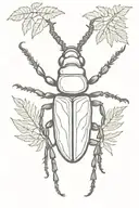 stag beetle surrounded by fern leaves  tattoo design idea