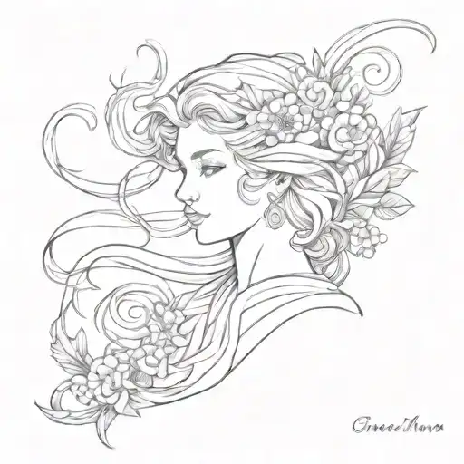 Create a detailed tattoo sketch of the Nine Muses from Greek mythology. The design should be intricate and artistic, hig tattoo design idea