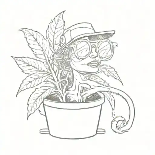 Venus flytrap plant wearing sunglasses and smoking a cigarette  tattoo design idea