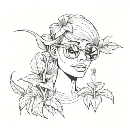 Venus fly trap with sunglasses smoking a cigarette  tattoo design idea