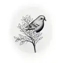 tree with canary, 2 doves, robin tattoo design idea