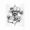 joker playing card, ibis face tattoo design idea