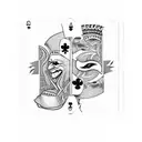 joker playing card, ibis face tattoo design idea