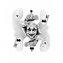 joker playing card, ibis face tattoo design idea