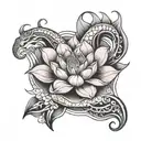 pink lotus with ouroboros snake on waves flowing tattoo design idea