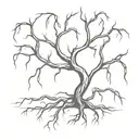 A tattoo of a weeping willow tree with bones intertwined in its branches, representing sadness and hidden meanings   tattoo design idea