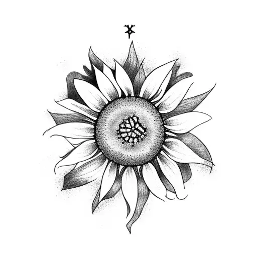 a rustic cross surrounded by sunflowers and a butterfly  tattoo design idea