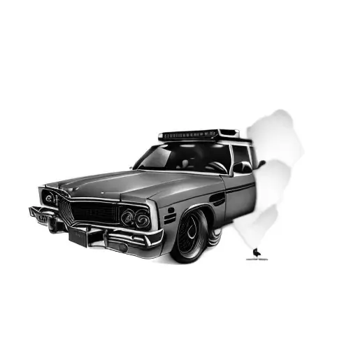 an orange station wagon tattoo design idea