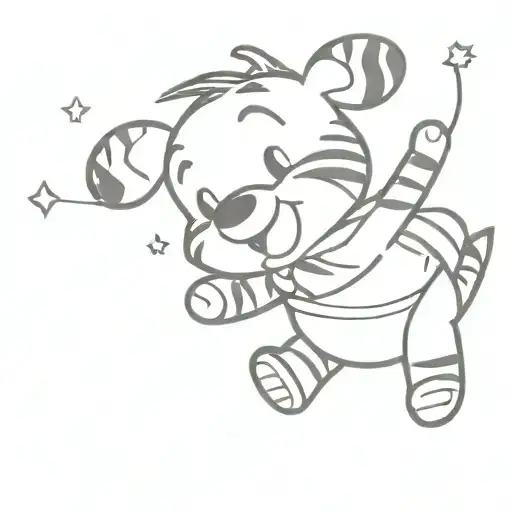 mix of tigger Winnie the pooh and a fairy tattoo design idea