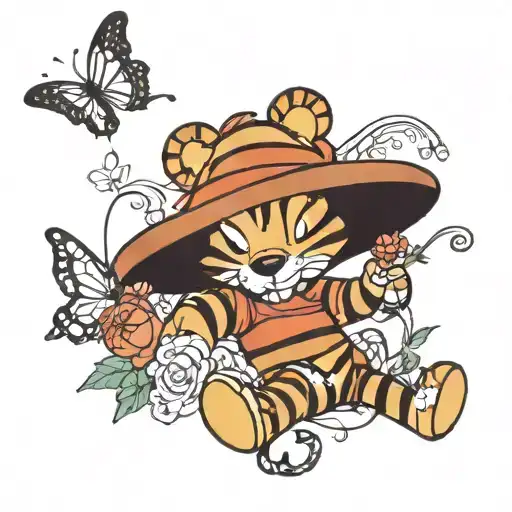 mix of tigger Winnie the pooh and a fairy tattoo design idea