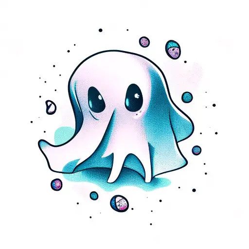 cute ghost tattoo design idea