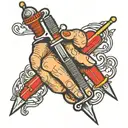 barber crossing hands holding scissors tattoo design idea