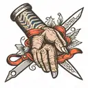 barber crossing hands holding scissors tattoo design idea