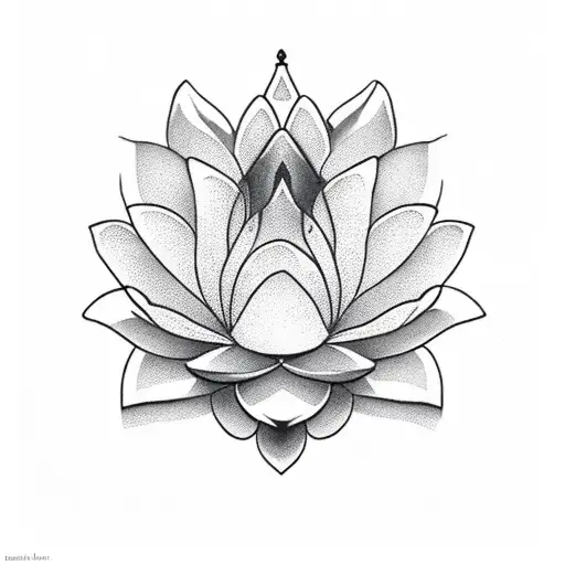 lotus flower with queen chess piece tattoo design idea